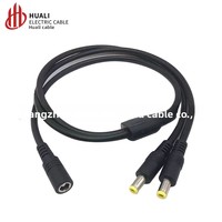 Saf Bakır 075 mm DC 5521/5525 İki Yönlü Güç Dağıtıcı 1'den 2'ye/Çift Çıkışlı 225V V-0 Alev Geciktirici 0,3m/0,7m Güç Kablosu