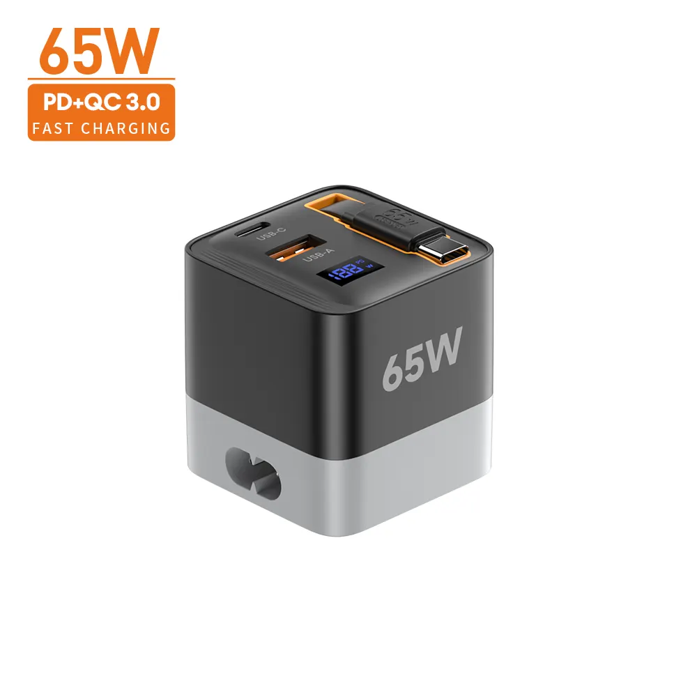 GaN şarj için VINA özelleştirme 33W 45W 65W 100W USB C şarj ile PD.3 ve QC kompakt hızlı katlanabilir duvar şarj