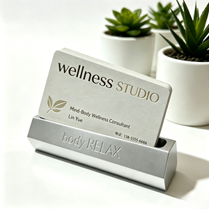 Custom Engraved Solid Brass Business Card Holder Luxury Desktop <b>Large</b> Capacity Name Card Display Stand - Product Image 1