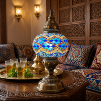 Lampe de table en verre mosaïque turque Evershining, lampe de table LED décorative pour la maison, lanterne marocaine YMA602-17