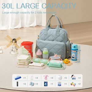 Bolso de hombro de nailon ligero con múltiples compartimentos para mujer, mochila de viaje a prueba de salpicaduras, bolsa de pañales con logotipo personalizado para mamá - Product Image 4