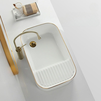 Lavabo de luxe pour hôtel et maison moderne pour le lavage des mains Évier de buanderie en céramique avec planche à laver Vente en gros