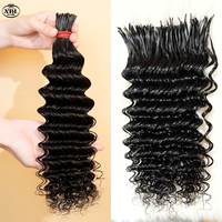 Cheveux indiens vierges 100% pré-divisés Deep Wave en vrac, pré-étirés, à minimale perte, pour tresses bohèmes en salon