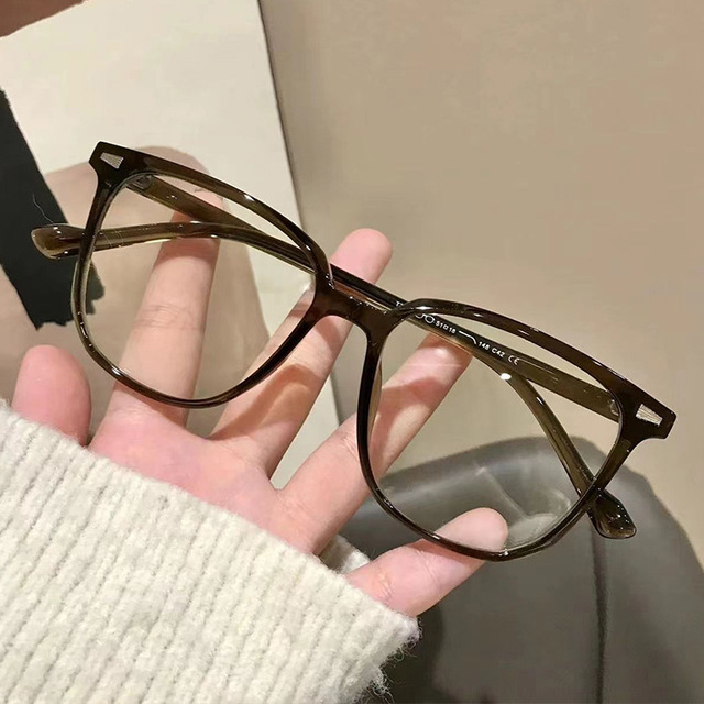 Ultra-Light Large Women's Square Round AC Lens Eye Protection Eyeglasses Anti-Blue Light Blocking Computer Myopia Glasses