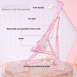 Hermoso Cochecito de Juguete para Niñas, Cochecito <span class=keywords><strong>Plegable</strong></span> para Bebés y Niños Pequeños, Cochecito con Parasol, <span class=keywords><strong>Carrito</strong></span> de Juguete de Hierro - Product Image 3