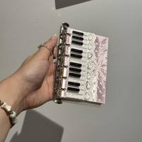 Carnet à anneaux avec design clavier de piano, décorations en dentelle et perles, pour prise de notes, collection de photos et rangement de cartes
