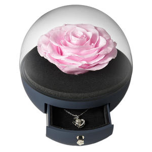 กล่องเครื่องประดับอะคริลิคดอกไม้เดี่ยวทรงห้าเหลี่ยมหมุนได้ดอกไม้ที่เก็บรักษาไว้กล่องแหวนกุหลาบพร้อมกล่องลิ้นชักเครื่องประดับ - Product Image 6