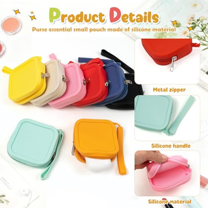 Pochette carrée portable en silicone avec fermeture éclair pour pièces de monnaie, personnalisable avec logo, petite bourse à monnaie pour enfants - Product Image 4