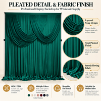 Tissu de drapage vert émeraude superposé 5ft x 20ft avec passe-tiges pour toile de fond de mariage, tentes et décorations de fêtes d'anniversaire