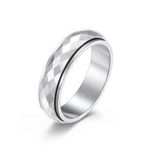 Unisex <b>titanium</b> steel diamond-shaped rotating <b>rings</b> for men and women, trendy and unique jewelry. - Product Image 1
