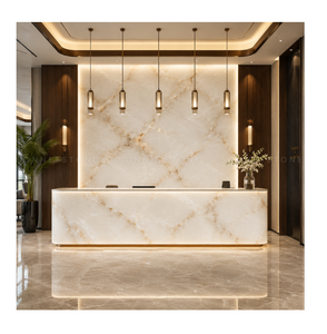 Dalle de marbre blanc onyx translucide rétroéclairée en pierre naturelle pour murs intérieurs de luxe, comptoirs et applications décoratives spectaculaires - Product Image 1