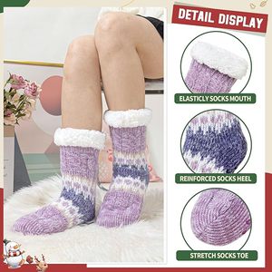 <span class=keywords><strong>Calcetines</strong></span> Antideslizantes Térmicos de Punto Transpirables a Media Pantorrilla para Mujer, con Forro de Vellón Coral y Puño Antideslizante, Ideales para Uso Diario en Primavera - Product Image 5