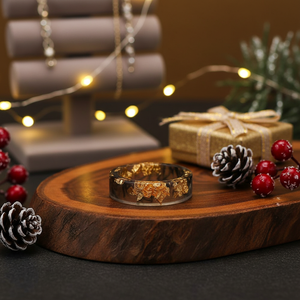 Elegant Wooden Resin Ring Jewelry Handcrafted Epoxy Finish Customizable Design Size Modern Luxury Style Holiday Storage - Product Image 3