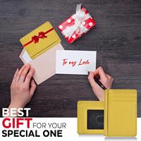 Dompet pemegang kartu kredit tipis saku depan pemblokir RFID dompet minimalis ramping kulit asli modis untuk pria wanita