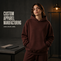 Hoodie Pria Musim Dingin Ukuran Besar Tanpa Tali 400g Fleece Polar Tebal Warna Solid Pola Cetak Kustom