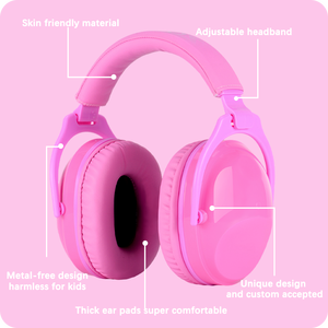 Однотонные детские наушники для девочек с шумоподавлением 22 дБ, защита слуха, прочный материал ABS, сертификат CE - Product Image 4
