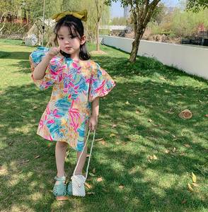 เสื้อผ้าเด็ก 2-6T ปี 2021 ชุดเดรสแขนพองลายดอกไม้สำหรับเด็กผู้หญิง ชุดเดรสเจ้าหญิง - Product Image 1