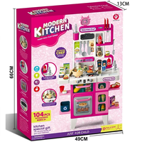 104 pièces Jouets de cuisine en plastique pour maison de poupée, avec fonctions de pulvérisation, musique et lumière, pour jeu d'imitation préscolaire pour enfants, ensemble de jeu d'imitation
