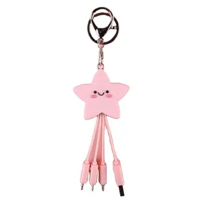 Stars shape promotional gift items phone cable multi function 4in1 3in1 fast charging keychain charging cable cable