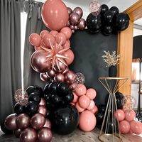 Ensemble de décorations personnalisées de 12 pouces en or rose et ballons noirs pour la fête de mariage, les fiançailles, les anniversaires