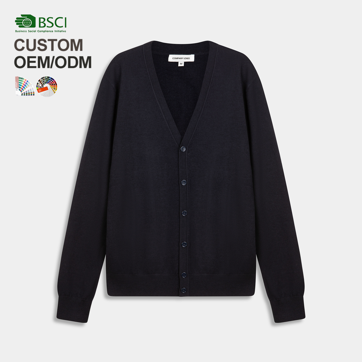 High Quality Knitted Black Button V-neck 100% Merino Wool Cardigan Men Sweaters For Autumn Winter