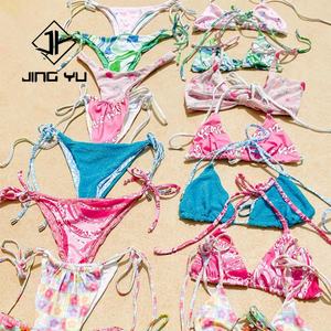 Traje de Baño de Tela Ecológica Personalizado por el Fabricante, Bikini Personalizado con Logotipo Estampado, Bikini Brillante de Dos Piezas - Product Image 1