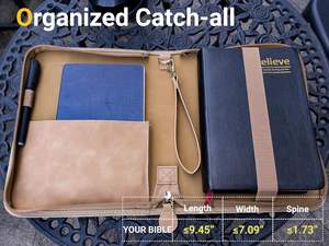 Free Sample Leather Personalized Logo Bible Cover Bible Case Bag With Durable <b>Metal</b> Zipper and <b>Bookmark</b> - Product Image 2