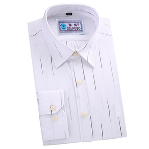 Fabricación de moda de los hombres 100% algodón <span class=keywords><strong>rayas</strong></span> blanco y negro <span class=keywords><strong>camisa</strong></span> de manga larga casual - Product Image 1