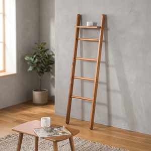 Étagères en bambou à 5 niveaux, fabricant d'étagères en forme d'échelle pour le rangement à domicile avec un design gain de place, matériau naturel - Product Image 3