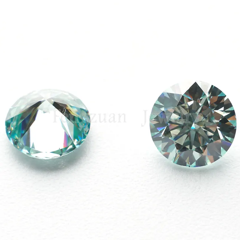 GRA Putaran Brilliant Cut Cahaya Biru Moissanite Berlian 1ct untuk 12cts Bulat Sintetis Hitam Moissanite Batu