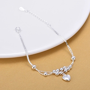 Argento 925 Doppio Strato Catena di Torsione di Modo Del Braccialetto 925 Sterling Silver Big Braccialetto di Fascino Del Cuore Per I Monili Delle Donne - Product Image 3