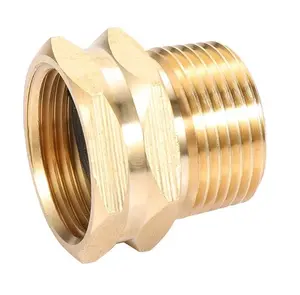 Adaptador de manguera de jardín de latón 3/4 GHT hembra 3/4 NPT conector macho GHT A Adaptador NPT sujetadores de latón a accesorios de tubería - Product Image 1