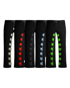 Jeans de Mezclilla Ajustados con Corte de Campana, Bordado Crema en la Costura Interior, Diseño Vintage Negro para Hombre, Nuevo Diseño 2026, Lostshdws - Product Image 2