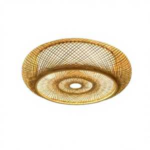 Lampe <span class=keywords><strong>de</strong></span> plafond ronde en bambou tissé minimaliste moderne, d'inspiration <span class=keywords><strong>zen</strong></span>, pour salon, restaurant - Product Image 1