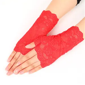 Gants créatifs en dentelle pour femmes, 1 paire, plein air, été, gants fins Anti UV, dentelle fine, couleur unie, à la mode