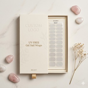 Faux ongles en gel blanc nacré, <span class=keywords><strong>20</strong></span> bandes, boîte cadeau tiroir, sans UV, finition professionnelle de salon, à presser, vente en gros pour mariée - Product Image 1