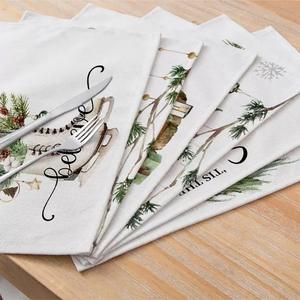 ผ้าเช็ดปากผ้าลินิน/ผ้าฝ้ายพิมพ์ลายสั่งทำพิเศษ พร้อมงานปักและตัวเลือกขนาด สำหรับงานแต่งงาน คริสต์มาส และใช้บนเครื่องบิน - Product Image 2