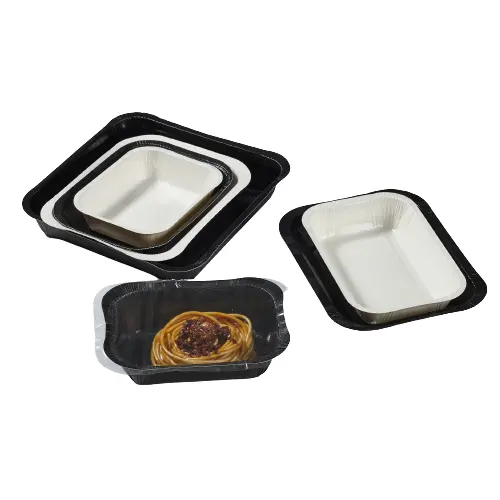 heat sealing ovenable disposable microwave PET film inside oil proof fast food paper tray fast food paper tray