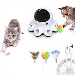 Giocattolo Laser per Gatti 2-in-1 Interattivo Automatico con 8 Fori, Attivazione a Movimento, Gioco Whack-a-Mole con Piuma, Ricaricabile USB per Esercizio Indoor - Product Image 1