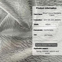 Tissu Georgette de Luxe Argenté avec Lueur Argentée Teintée et Effet Translucide pour Décoration de Foulard de Robe de Soirée Haut de Gamme