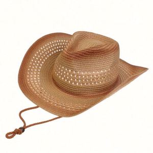 Wholesale Vintage Western Cowboy Straw <b>Hats</b> Outdoor Sports Sun ProtectIon Caps Mountaineering Upturned Foldable <b>Hat</b> - Product Image 6