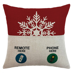Christmas Throw <b>Pillow</b> With Pocket Linen Cotton Rectangle Cushion Cover For <b>Sofa</b> Holiday Decorative Pillowcase - Product Image 4