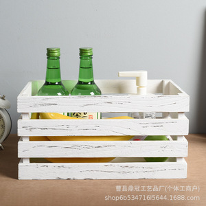 Vintage Wooden Storage <b>Crate</b> Rectangular Solid <b>Wood</b> Box For Living Room Neatening Display - Product Image 4