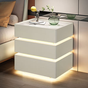 <span class=keywords><strong>Table</strong></span> <span class=keywords><strong>de</strong></span> <span class=keywords><strong>chevet</strong></span> au design moderne et unique, grise, 3 tiroirs, <span class=keywords><strong>table</strong></span> <span class=keywords><strong>de</strong></span> nuit intelligente <span class=keywords><strong>avec</strong></span> lumière <span class=keywords><strong>LED</strong></span> et chargeur sans fil. - Product Image 2