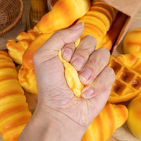 Jouet Squishy en PU Souple à Rebond Lent, Modèle Croissant Gaufre Parfumé, Anti-Stress, OEM CN, pour Unisexe, 14 ans et plus