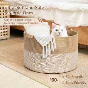 Cesto de Ropa para Bebé al por Mayor, Cesta de Algodón con Cuerda para Mantas, para Sala de Estar, Lavandería, Guardería, Almohadas, Juguetes de Bebé - Product Image 4
