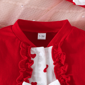 Traje de gateo de algodón con lazo y estampado de puntos para bebés niñas de 1 a 18 meses, de manga larga y combinación de colores, ideal para otoño. - Product Image 5