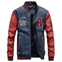 YAJIANUO Veste de motard en cuir personnalisée pour hommes Veste de baseball en imitation cuir pour l'hiver