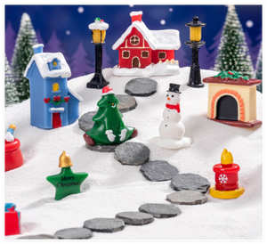 Pequeña <span class=keywords><strong>torre</strong></span> de pared de resina de Navidad árbol Villa casa muñeco de nieve linterna vela estrella caja de regalo figurita y Juguete conjunto de adorno de vacaciones - Product Image 2