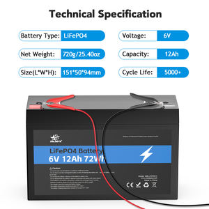 Melasta Hoge Kwaliteit Oplaadbare Lithium Batterij Groothandel Diepe Cycli Energieopslag 6.4V 12Ah Lifepo4 Batterij voor Huis en Tuin - Product Image 4